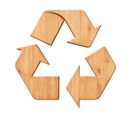recycle symbol made of maple wood board texture. eco recycling icon. cutout png