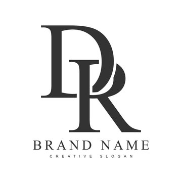 DR trendy logotype template. Initial letter d and r classic font style. Creative logo for company name or identity.