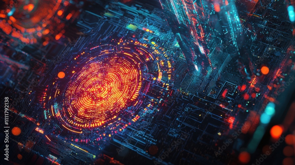 Poster artistic visualization of identity security and breach detection in digital environments