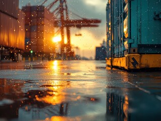 Fixed cost strategy planning in business logistics selective focus, budgeting for longterm stability theme, dynamic, blend mode, industrial loading dock backdrop