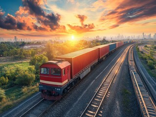 Fototapeta premium Logistics fixed costs management insights focus on, distribution efficiency theme, vibrant, overlay, supply chain terminal backdrop