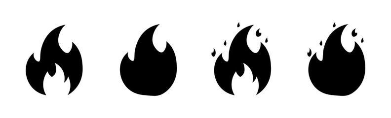 Fire set icons. Silhouette style. Vector icons.