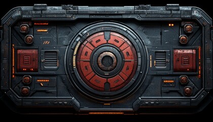 Fototapeta premium Futuristic Sci Fi Metal Panel Control Interface
