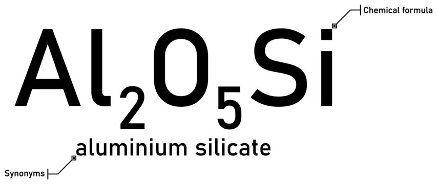 Aluminium silicate chemical formula and synonyms with callout titles