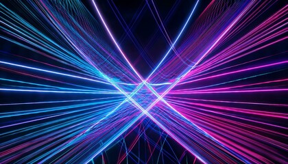 Abstract glowing neon lines on dark background