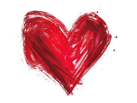 hand drawn red heart isolated - Powered by Adobe