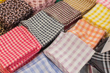 Set of folded checked handkerchief