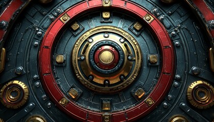 Naklejka premium Intricate Circular Metal Mechanism Design