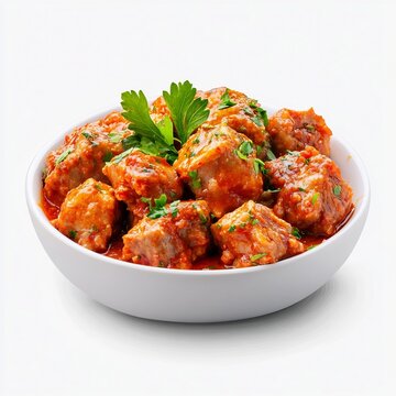 Macro Shot of Savory Italian Side Dish Braciola on White Background
