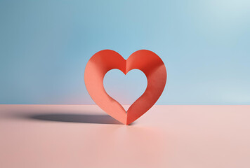 pink heart on blue background