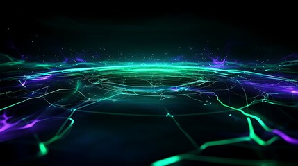 Fototapeta premium Abstract Data Visualization with Colorful Light Waves and Glowing Network Connections in Dark Background
