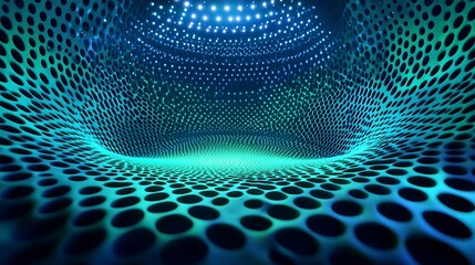 Obraz premium Abstract Digital Background with Dots and Wavy Patterns in Blue and Green Tones for Creative Designs