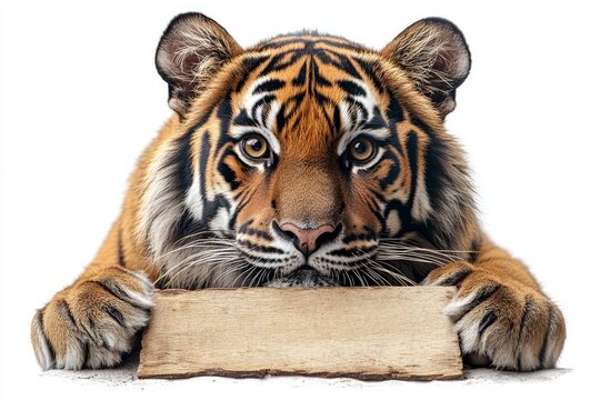 Wild animals appeal majestic bengal tiger with wood in natural habitat captured in stunning close-up view