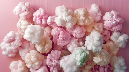 Pastel Pink Cotton Candy Clouds  Sweet Treat Background  Food Texture
