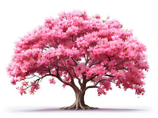 Unbelievable Pink sakura tree isolated on white background