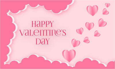 3d Happy Valentine's day banner background Vector paper hearts