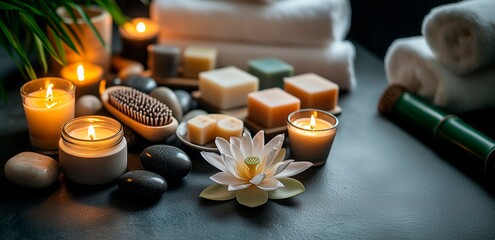 Tranquil zen spa retreat setup, spa advertisement image, wellness concept, spa-resort advertising