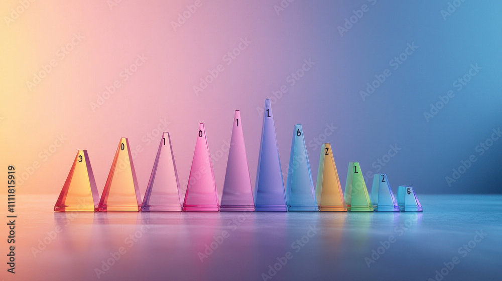 Poster timeline graph triangles concept. colorful timeline graph with overlapping transparent shapes