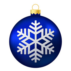 Blue Christmas tree toy or ball with snowflake illustration