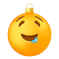 Emoji Christmas tree ball or toy with drooling face