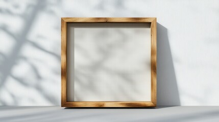 Fototapeta premium A minimalist rectangular pinewood frame with a smooth matte surface, isolated on a transparent background for modern visuals.
