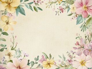 Obraz premium Delicate Watercolor Floral Border Frame Design