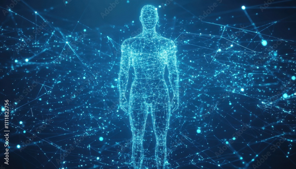 Poster Digital Human Form Within A Network Of Light