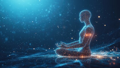 Digital Being Meditates in a Celestial Setting