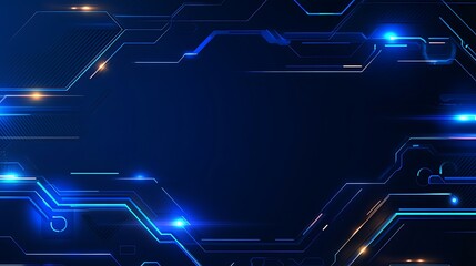 Obraz premium Abstract Technology Background with Blue Light Effects and Geometric Lines for Modern Design Projects