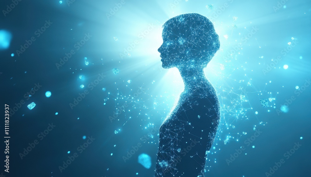 Aufkleber digital human form illuminated by network connections