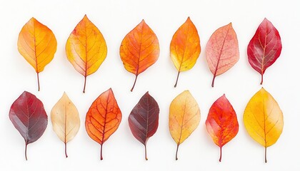 Obraz premium Autumn leaves arranged in a neat pattern display