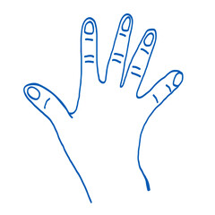 Obraz premium Crooked, sloppily drawn hand sketch. Vector gesture illustration. Concept of communication and expressions. Index, middle, ring, little fingers and thumb