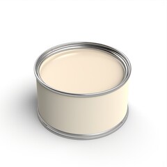 Blank white metal can with a clean, minimalist design, ideal for food storage, branding, or packaging mockups. The cylindrical container is isolated on a white background