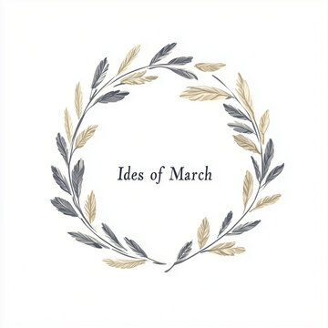 Ides of March wreath illustration with neutral tones