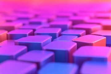 Fototapeta premium A vibrant and abstract arrangement of square blocks with a gradient of purple and pink hues, creating a visually striking pattern.
