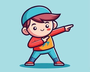 Cute Boy Dabbing Pose Cartoon Vector Illustration