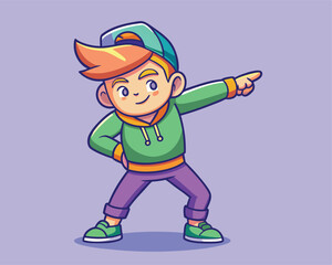 Cute Boy Dabbing Pose Cartoon Vector Illustration
