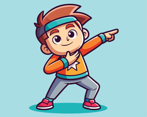 Cute Boy Dabbing Pose Cartoon Vector Illustration