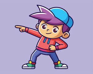 Cute Boy Dabbing Pose Cartoon Vector Illustration