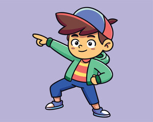 Cute Boy Dabbing Pose Cartoon Vector Illustration