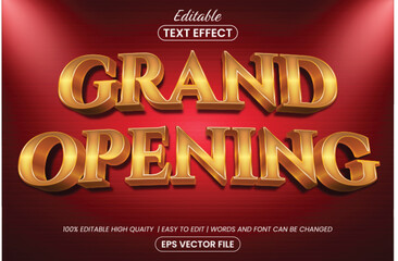 Grand opening golden light 3d text style, editable text effect