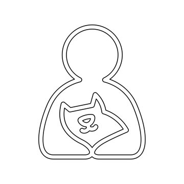 Cat lover icon in line style