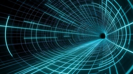 Fototapeta premium Futuristic Digital Tunnel with Glowing Lines and Light Beams for Cyber and Technology Themes