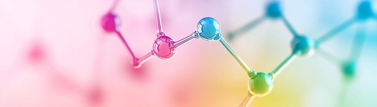 An artistic rendering of carbon-based polymers enhancing battery technology, molecules interacting dynamically in a colorful simulation
