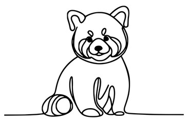 one line drawing cute red panda wild animal vector illustration template design