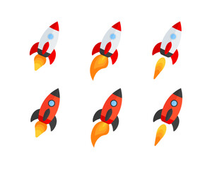 Rocket set icons. Flat style. Vector icons.
