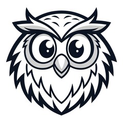 Fototapeta premium Cartoon Owl with Big Eyes and Fluffy Feathers