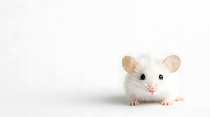 Cute mouse sitting isolated on white background,