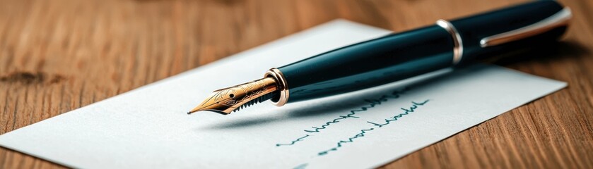 Fototapeta premium Elegant Fountain Pen on Note Paper