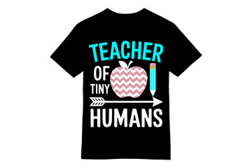 Teacher of Tiny Humans Chevron Apple T-Shirt Design